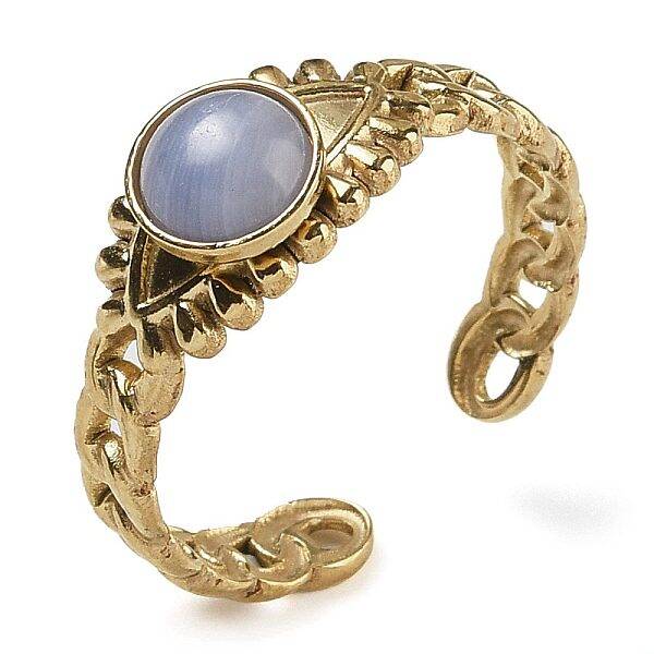 Synthetic Blue Lace Agate Finger Rings