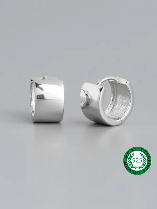 925 Sterling Silver Minimalist Hoop Earrings, Fashionable Earrings for Women & Girls, Trendy All-match & Exquisite Ear Jewelr...