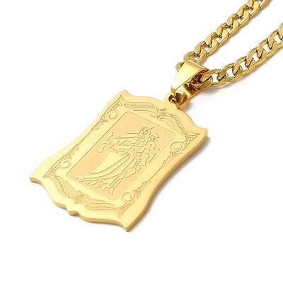 Rectangle with Virgin Mary\r Pendant Necklaces