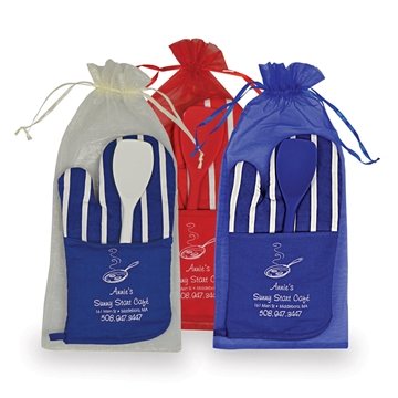 50 Promotional Chef's Therma-Grip Striped Oven Mitt Silicone Spoon ...