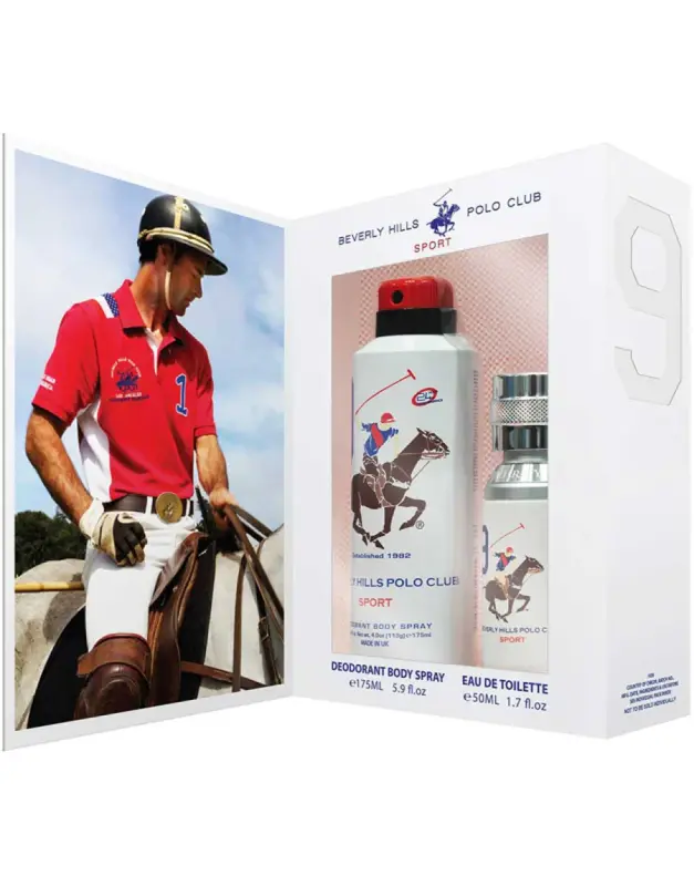 Gift set Beverly Hills Polo Club 1982 Sport Eau de toilette for men 50 ml + deodorant spray for women 150 ml