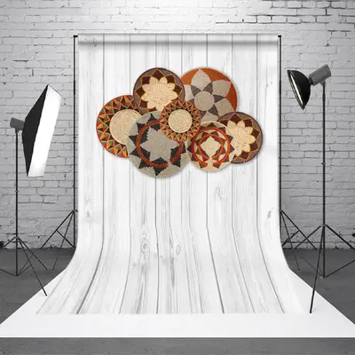 Aperturee African Wall Hanging Basket Grey Wooden Backdrop | Backdrop Sunflower Party Decorations | Party Supplies | Custom B...