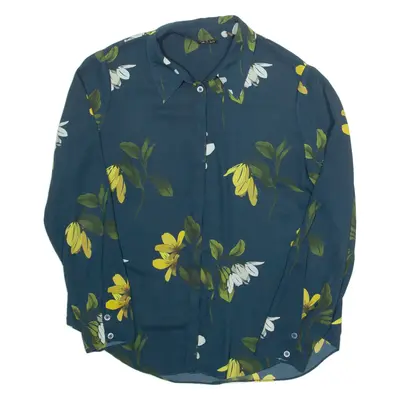 TED BAKER Womens Printed Blouse Blue Long Sleeve Floral M