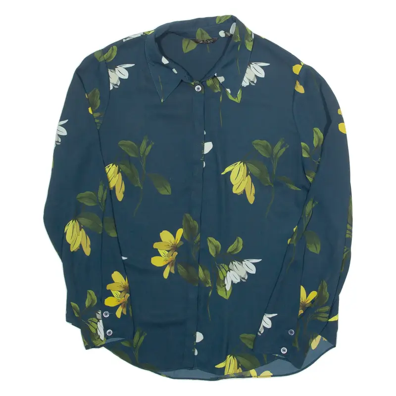 TED BAKER Womens Printed Blouse Blue Long Sleeve Floral M