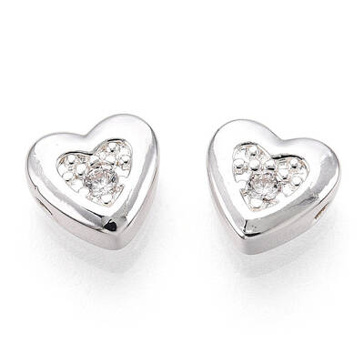 Brass Micro Pave Cubic Zirconia Beads