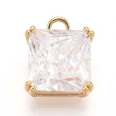 Brass Micro Pave Cubic Zirconia Charms