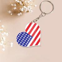 American Flag Heart Keychain, Patriotic Key Ring, USA Flag Car Charm, Freedom Pride Key Ring, 4th of July Keychain