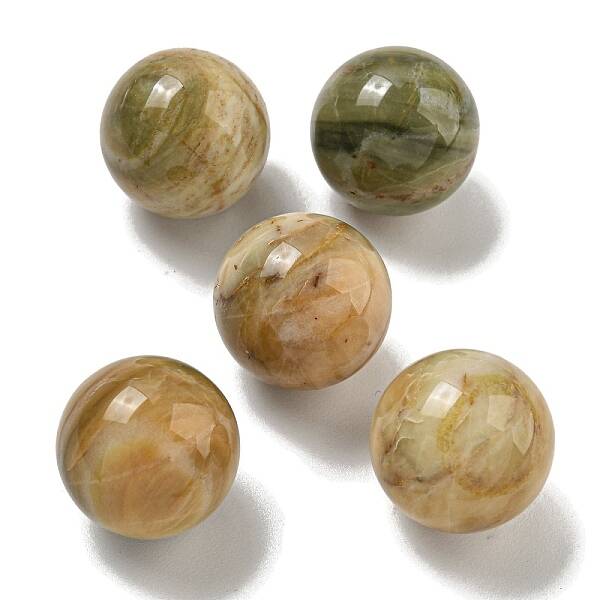Natural Crazy Agate Round Ball Figurines Statues for Home Office Desktop Decoration