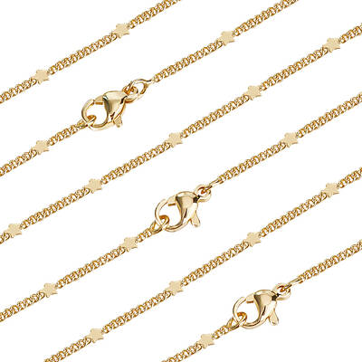 6Pcs Brass Star Link Chain Necklaces Set for Women