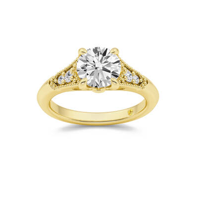 Lily Art Deco Round Lab Grown Diamond Engagement Ring | 18K Yellow Gold 2 5/8 CT. TW.