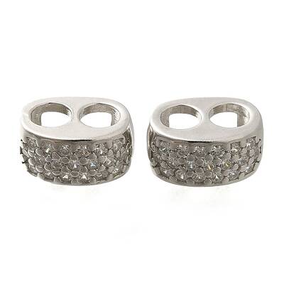 925 Sterling Silver Micro Pave Clear Cubic Zirconia Spacer Bars
