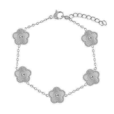 Non-Tarnish Stainless Steel Flower Link Chain Bracelet