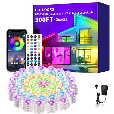 Yocrostar RGB Eave Lights Permanent Outdoor LED Colorful Eaves Light with App Control Remote DIY IP67 Waterproof Under Eave L...