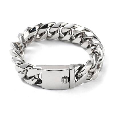Non-Tarnish 304 Stainless Steel Cuban Link Chains Bracelets for Men & Women