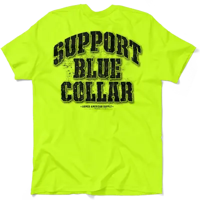Support Blue Collar - Safety Yellow T-Shirt