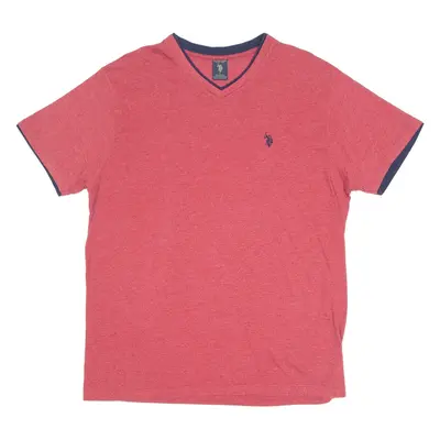 U.S. POLO ASSN. Mens T-Shirt Red V-Neck L