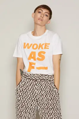 Woke As F T-Shirt (White) | size: 2XL