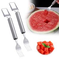 「2-pack」2-in-1 stainless steel fruit cutter, 2025 new portable double-headed watermelon cutter slicer tool, stainless ste...