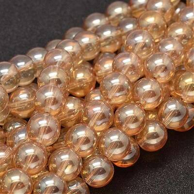 Full Rainbow Plated Round Glass Beads Strands