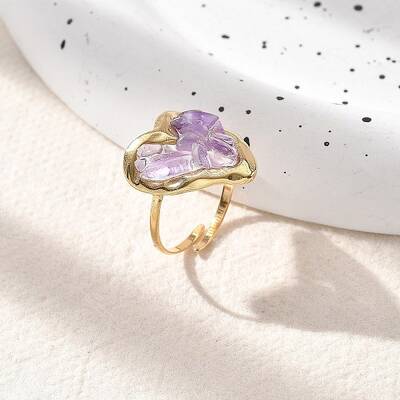 Heart Natural Amethyst Finger Rings