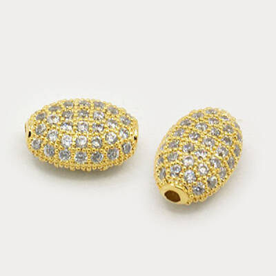 Brass Micro Pave Cubic Zirconia Beads