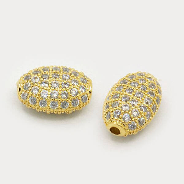 Brass Micro Pave Cubic Zirconia Beads