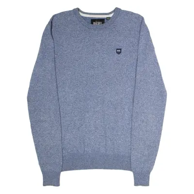 DIESEL Mens Jumper Blue Crew Neck Tight Knit S