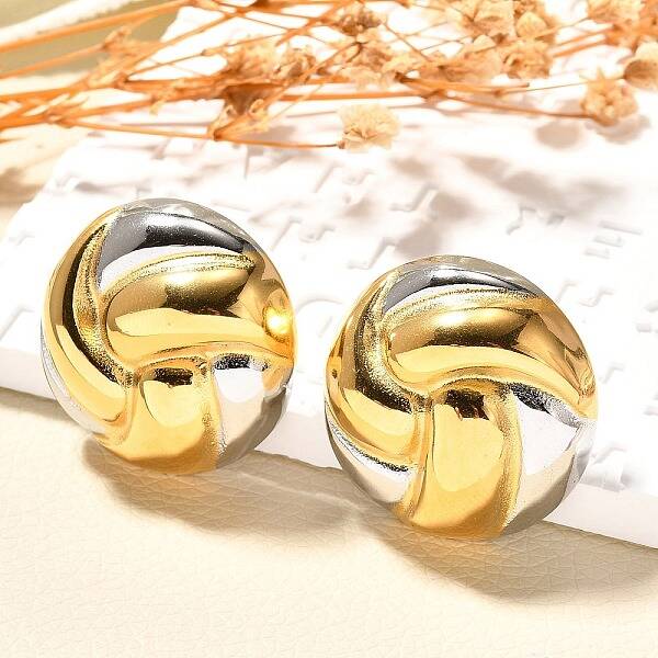 304 Stainless Steel Two Tone Stud Earrings