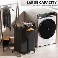 150L Metal Frame Large Laundry Hampers with Wheels, Oxford Fabric Removable Bag, and Wheels Organiser Set Basket Hand
