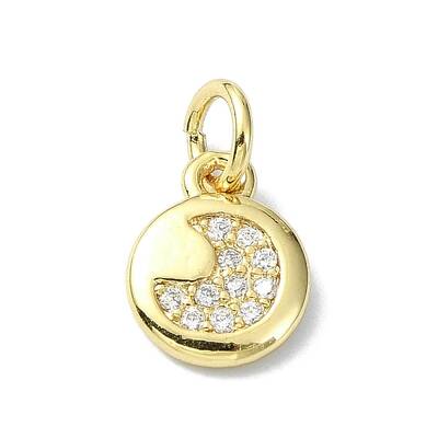 Moon Theme Brass Micro Pave Clear Cubic Zirconia Charms