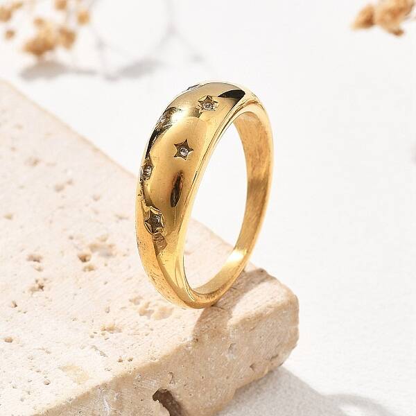 Star 304 Stainless Steel Rhinestone Finger Rings