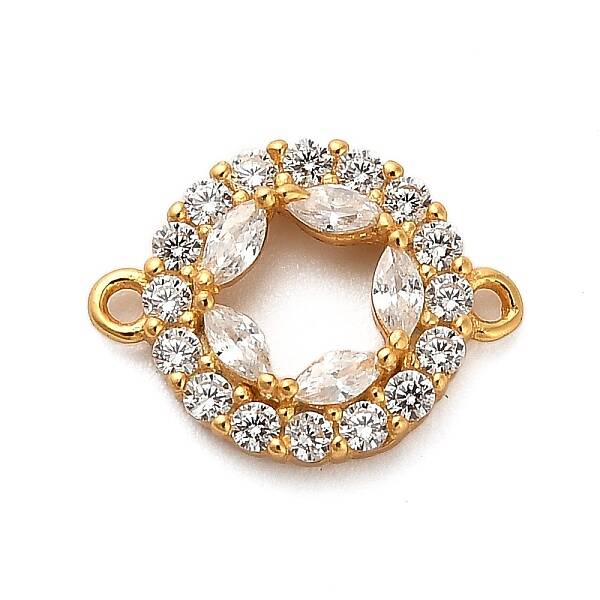 925 Sterling Silver Clear Cubic Zirconia Connector Charms