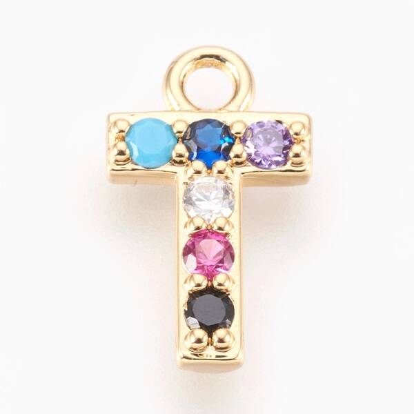 Brass Micro Pave Cubic Zirconia Charms
