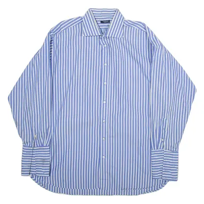 BURBERRY Mens Shirt Blue Striped Long Sleeve 2XL
