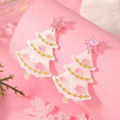 Resin Christmas Tree Stud Earrings