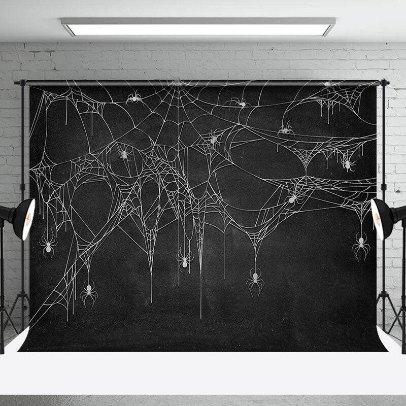 Black White Spider Web Backdrop For Halloween Party - Aperturee