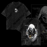Moon Knight Marc Spector MCU Comic Double Printed Oversize Lightweight Acid Washed Tee TV Series Graphic Top Cotton Streetwea...