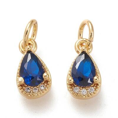 Brass Micro Pave Clear Cubic Zirconia Charms