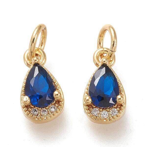 Brass Micro Pave Clear Cubic Zirconia Charms