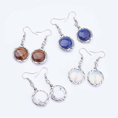 Natural Gemstone Dangle Earrings