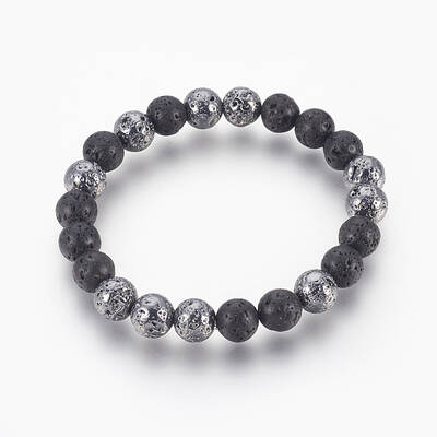 Natural Lava Rock Beaded Stretch Bracelet