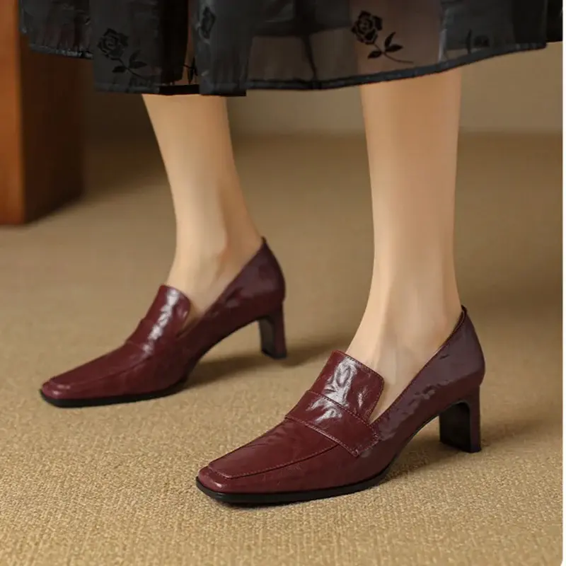 CHIKO Betine Square Toe Chunky Heels Loafers Shoes