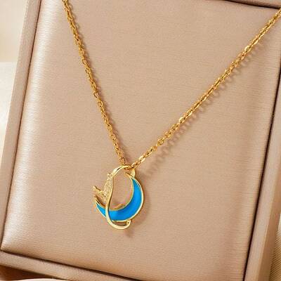 Shiny Brass Micro Pave Clear Cubic Zirconia Pendant Necklaces for Women