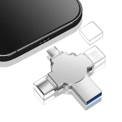 4 in 1 USB Flash Drive, High Speed USB 3.0 Thumb Drive, External Storage Memory Stick, USB Type-C Port Flash Drive for iPhone...
