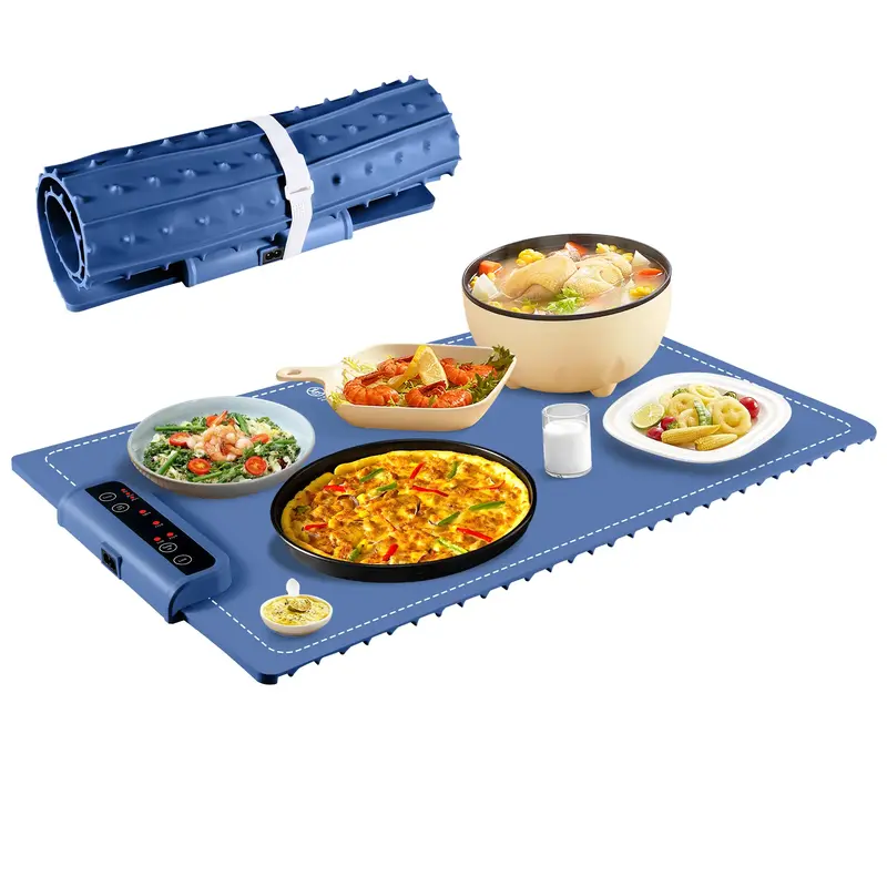 Electric Warming Tray - Portable Food Warmer with Time Modes Locking Function Adjustable Temperature Control Foldable Silicon...