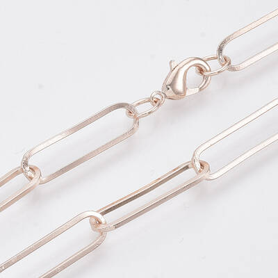 Brass Flat Oval Paperclip Chain Necklace Making
