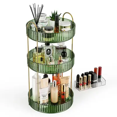 360° Rotating Makeup Organizer - Large Capacity Cosmetic & Skincare Dresser | Spinning Perfume Organizer with 12-Slot Lipsti...