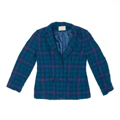 PENDLETON Jacket Blue 70s Plaid Wool Blazer Womens XS