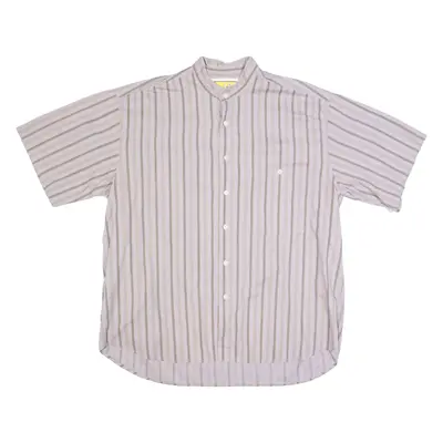 ALBANES Mens Shirt Purple 90s Striped L