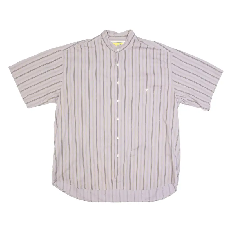 ALBANES Mens Shirt Purple 90s Striped L